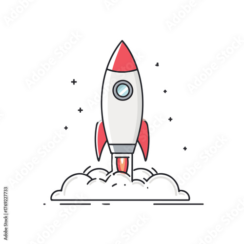 Sleek Rocket Illustration in Flat Design