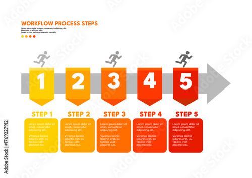 Five steps business workflow process timeline infographic template
