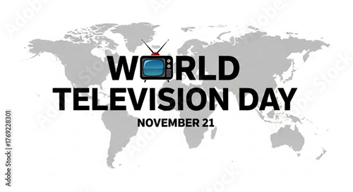 Vintage Television Icon with Antenna, Displaying Blue Screen, Celebrating World Television Day.