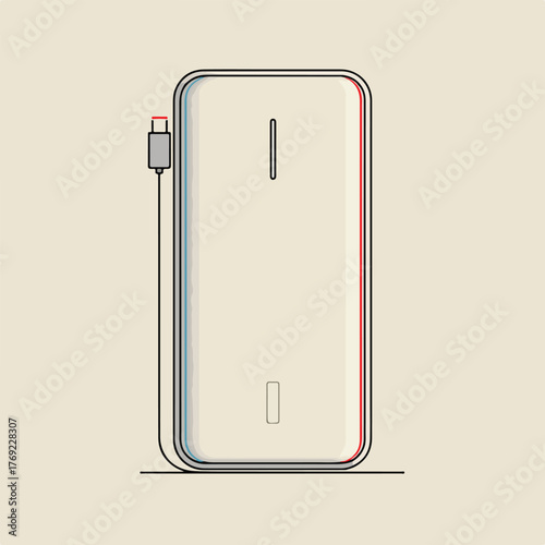 Sleek Power Bank Line Illustration Design