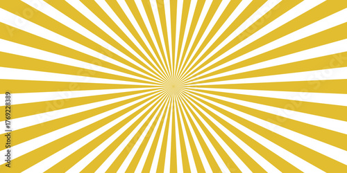 Bright yellow and white radial sunburst pattern with clean alternating stripes radiating outwards from a central square, ideal for energetic and positive graphic design applications