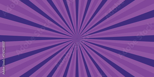 Vibrant purple and dark violet radial burst pattern with alternating stripes emanating from the center creating a dynamic retro sunburst background graphic