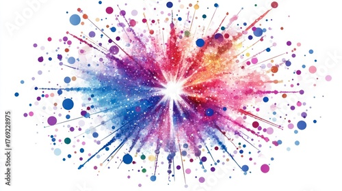 Colorful explosion graphic design radiating outward from a central point
