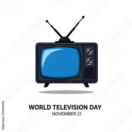 Pixelated Television Set with Antennae and Blue Screen Display