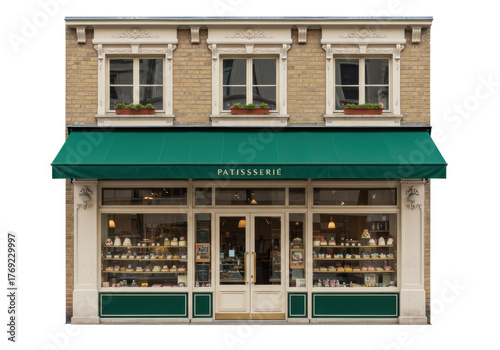 Slika na platnu Isolated Patisserie Building Facade Exterior, Shop Front, Pastries for Sale, Fre