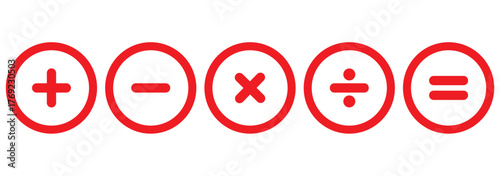 Calculator icon. Calculate symbol. Accounting signs. Finance symbols. Math icons. Plus, minus, equal, division, multiplication. Vector sign.