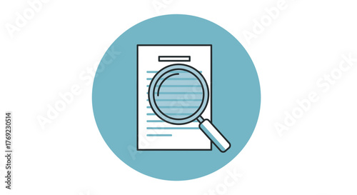 Magnifying glass over a document represents research and analysis.