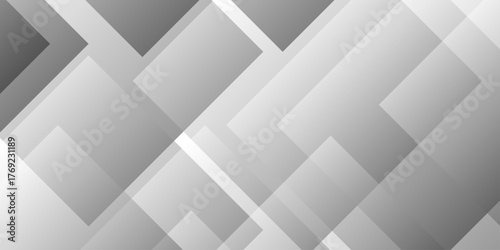 Abstract white and gray background design with layers of textured white transparent material in triangle and squares shapes. White color technology concept geometric line vector background.	
