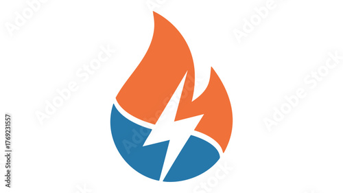 Dynamic fire and lightning bolt logo symbolizing energy power and intensity