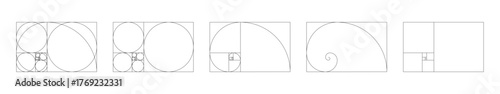 Template of horizontal golden ratio harmony proportions. Fibonacci numbers, array set. 