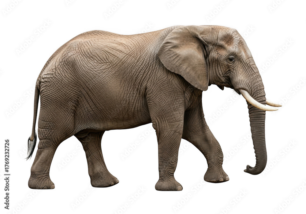 Obraz premium African elephant walking isolated on transparent background