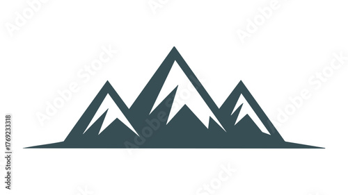 Stylized mountain range peaks summit outdoors adventure logo symbol