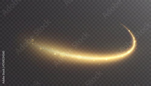 Magic bright highlight with golden glow and sparkling particles on transparent background. Abstract effect for fantasy, game interfaces and festive digital design.	