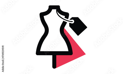 Fashion dress mannequin with price tag retail clothing sale icon symbol