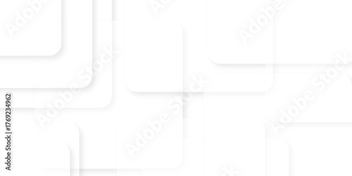 Modern Abstract white background design with layers of textured white transparent material in triangle and squares shapes. White color technology concept geometric line vector background.	