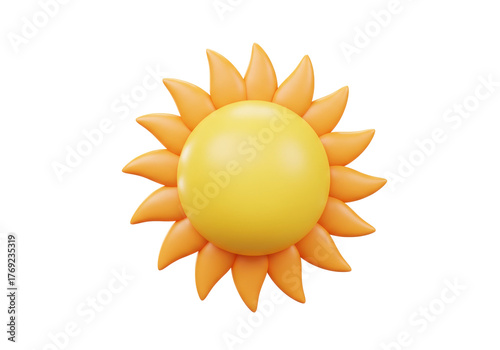 Isolated radiant sun is a symbol of summer and bright sunshine weather forecast icon