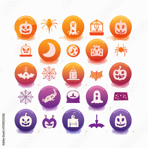 Colorful Halloween Icons Spooky & Fun Vector Set
