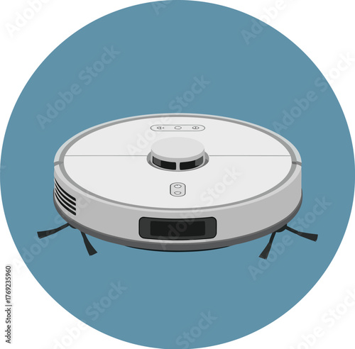 Modern robotic vacuum cleaner autonomously navigates a clean floor for effortless home cleaning.