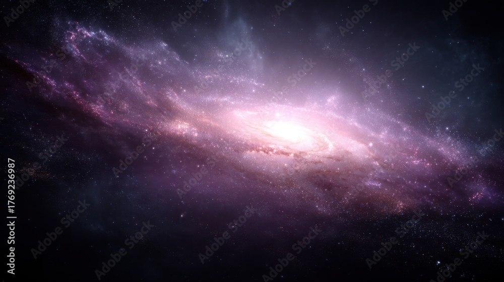 Obraz premium Majestic Spiral Galaxy with Vibrant Colors and Cosmic Elements