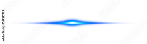 Horizontal Rays of blue light on transparent background.Laser beams png.	
