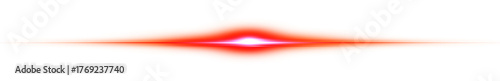 Horizontal Rays of red light on transparent background.Laser beams png.	
