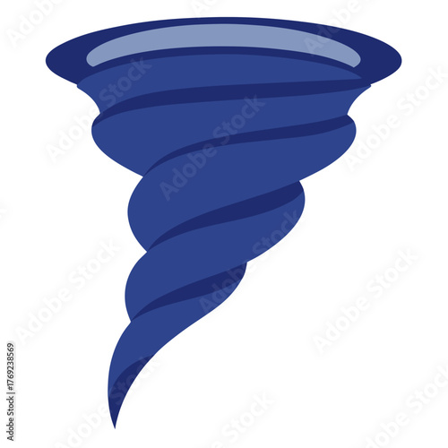 a blue tornado or cyclone with a spiral, funnel-shaped form,  no background vector file.