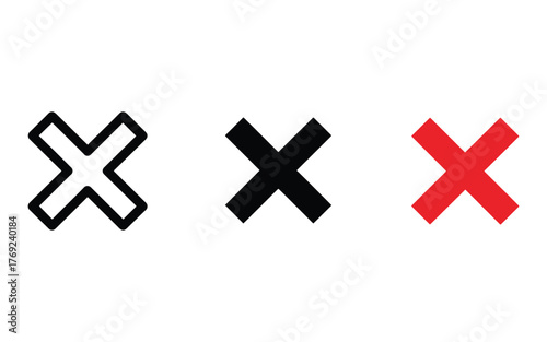 Three distinct cross symbols in black and red representing rejection error or incorrect choices