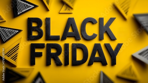 Black Friday Promotion Design with Yellow & Black 3D Text for E-commerce Holiday Marketing