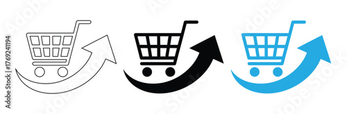 arrow shop minimalist logo design,Boost your online sales with shopping cart arrow graphic,editable stroke icons,