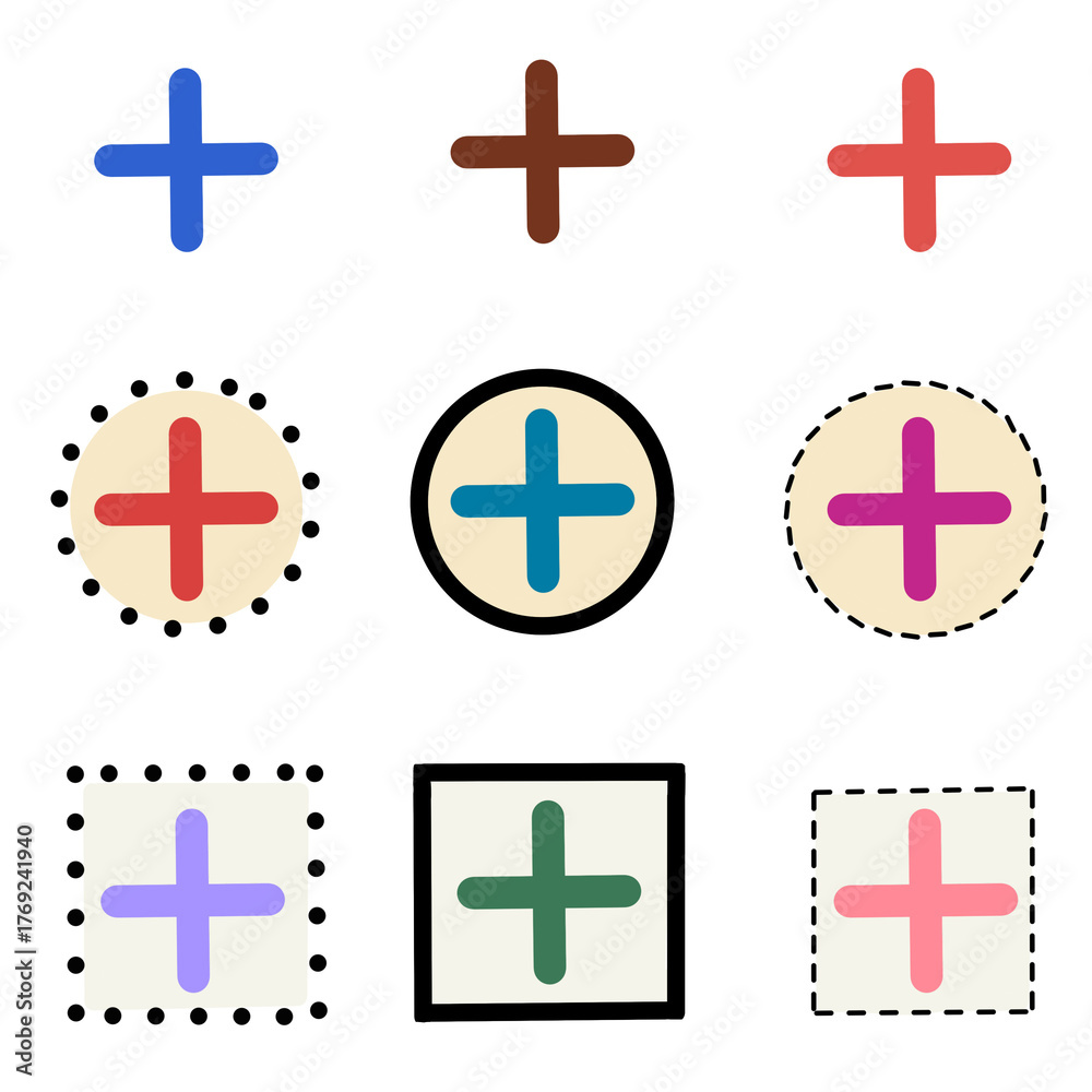 Fototapeta premium Plus Sign Icons Set