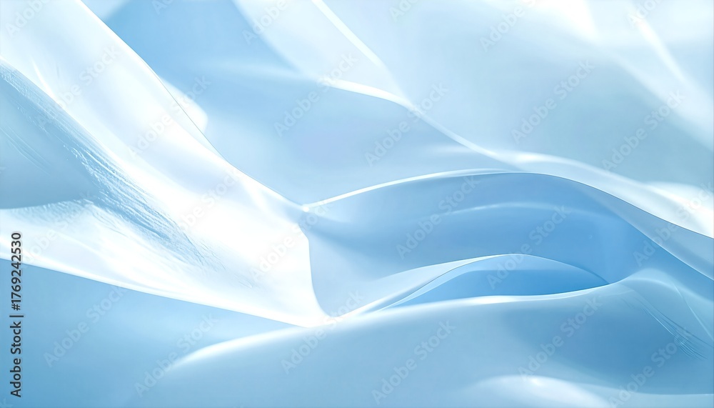 Fototapeta premium Abstract Light Blue Wavy Fabric Background.