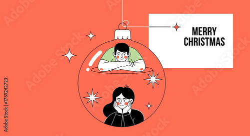 Festive Blues Couple in a Christmas Ornament Expressing Holiday Disappointment