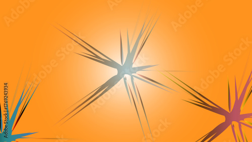 Abstract Starburst on Orange Backdrop: a visually dynamic composition with radiating lines and a warm, inviting backdrop, evoke a sense of energy and visual interest. 