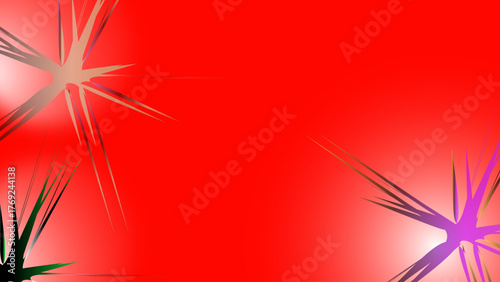 Radiant Energy: Dynamic, starburst-like forms burst forth on a vivid red canvas, radiating energy, dynamism, and modern graphic design appeal.