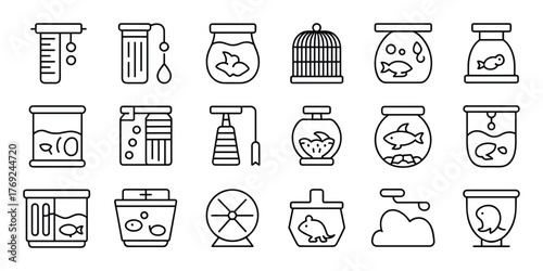 Set of icons for aquariums and pet care