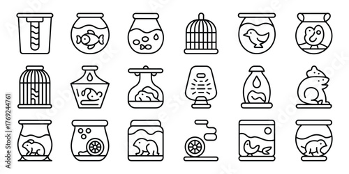 Collection of icons for pet housing and care