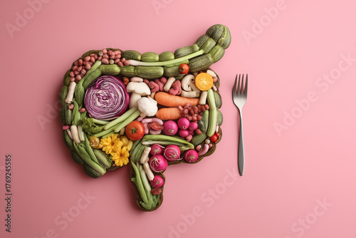 fresh vegetables shape of healthy gut living
