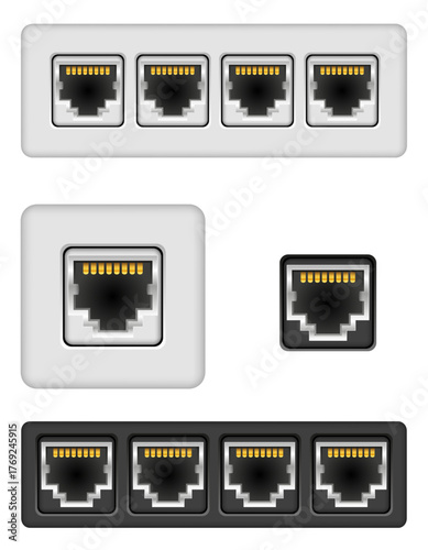 lan connector for internet transmission vector illustration isolated object icons