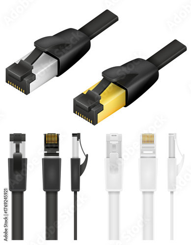 lan plug for internet transmission vector illustration isolated object icons