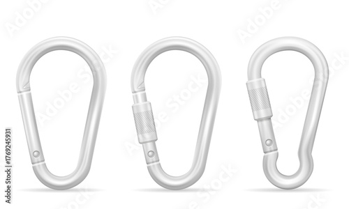 metal carabiner is fastened vector illustration isolated object icons