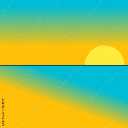 A visual representation of the sun rising or setting over the sea
