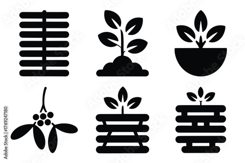 Assorted plant and growth icons