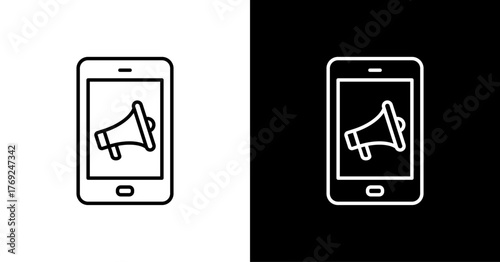 Mobile Marketing White Icon Set Design
