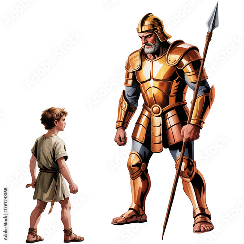 David and Goliath Clipart - Jesus Watercolor Graphic, Biblical story Illustration, Christmas Nativity Scene, Religious inspirational art
