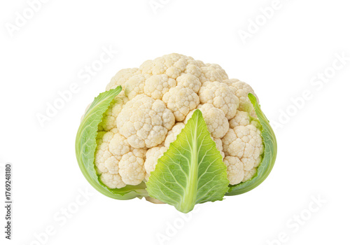 Isolated cauliflower head, fresh produce, healthy diet with vitamins and nutrients