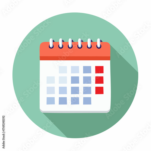 Clean and Simple Flat Vector Calendar Icon for Scheduling, Reminders, and Event Planning