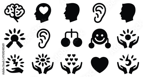 Collection of human mind and emotion icons