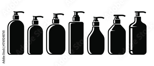 set of cosmetic bottles vector icon