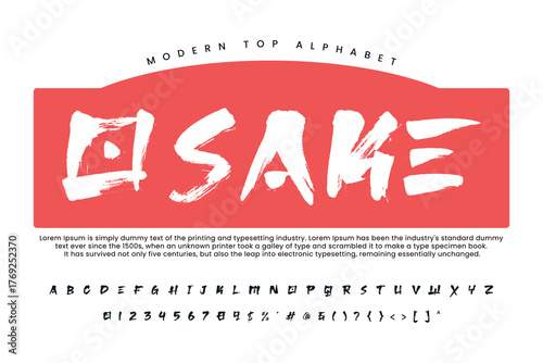 Asian calligraphy style font vector typeface alphabet typeset