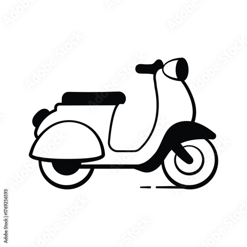 Scooter icon in hand drawn style, symbolizing urban mobility and travel,